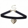 Lux Accessories Black Velvet Burnished Gold Tone Steampunk Gear Heart Choker - CY182LDZMRD