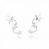 Triple Shiny Star Studded Earlobe .925 Sterling Silver Post Earrings - CK12NB5UWPP