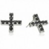 Nicole Miller "Artelier" Pave Cross Stud Earrings - Black Rhodium/Black - CR12JI4LR9N