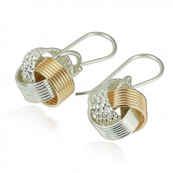 Two Tone Love Knot Earrings in 925 Sterling Silver and 14k Gold Filled Unique Artisan Design - CG129QBQCNT