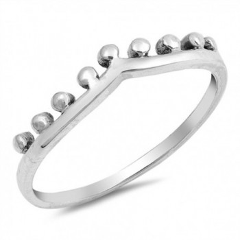 Chevron Crown Tiara Ball Bead Ring New .925 Sterling Silver Band Sizes 4-10 - CQ12NVXNS7P