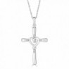 Diamond Cross Necklace with Heart in Rhodium Plated Sterling Silver - CX188ENRU63