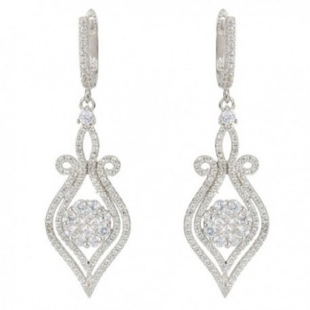 EVER FAITH Silver-Tone Zircon Elegant Flower Vase Shape Tear Drop Pierced Dangle Earrings Clear - C411SXZKEMF