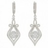 EVER FAITH Silver-Tone Zircon Elegant Flower Vase Shape Tear Drop Pierced Dangle Earrings Clear - C411SXZKEMF