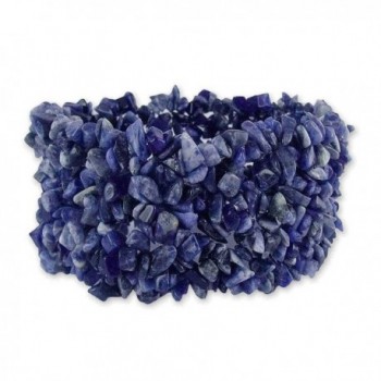 NOVICA Bright Blue Natural Sodalite Stone Wide Cuff Stretch Bracelet- 'Infinite Blue' - CP11GBUF8YD