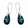 Sterling Silver 925 Blue Green Made with Swarovski Crystals Drop Hook Casual Earrings - CI11J39XPDZ