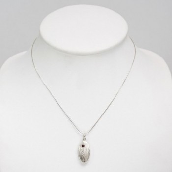 Sterling Silver Garnet Engraved Necklace in Women's Lockets