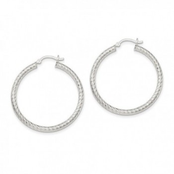 Sterling Silver Polished Diamond-cut Hinged Hoop Earrings - 26 to 42 mm - C317YUXCO0I