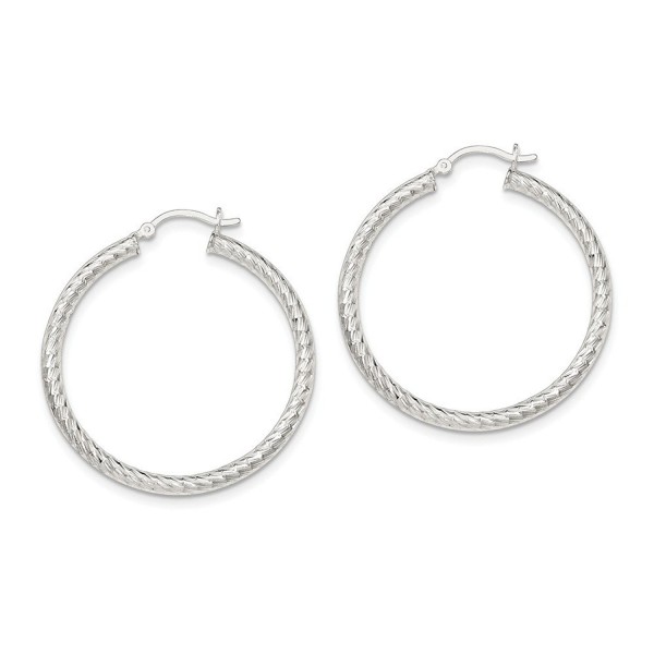 Sterling Silver Polished Diamond-cut Hinged Hoop Earrings - 26 to 42 mm - C317YUXCO0I