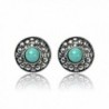 TAGOO Antique Women's Simulated Turquoise Antique Oval Round Teardrop Design Dangle Hoop Earrings - round 10067 - CU120CS0OFR