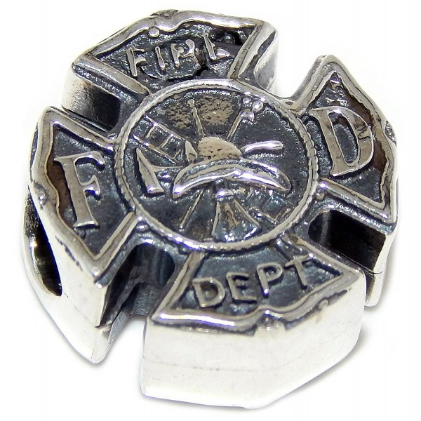 Pro Jewelry 925 Sterling Silver "Fireman's Badge" Charm Bead for Snake Chain Charm Bracelet 4051 - CO12OCZ50PH