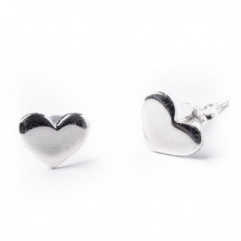 81stgeneration Women's .925 Sterling Silver Flat Heart Love Small Stud Earrings - C0110JP90WH