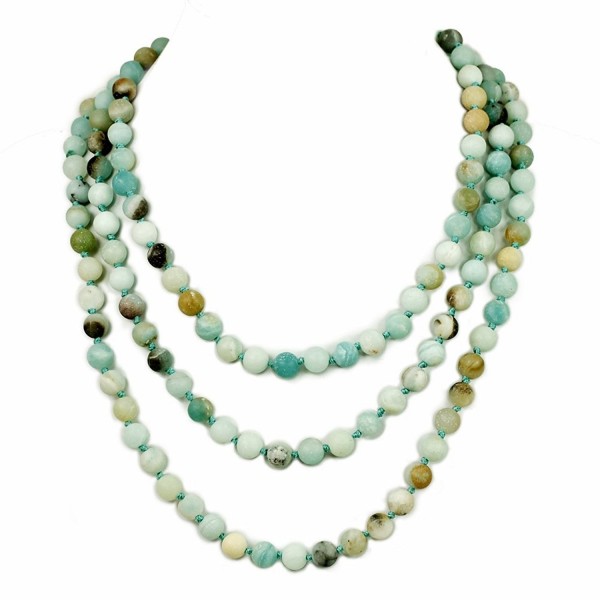 Ny6design Gorgeous! Hand-Knotted Natural Multi-colored Matte Amazonite Long Necklace 60" N16040507f - CO12N8Y7EHL