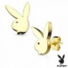 Playboy Bunny Gold IP OVER 316L Stainless Steel Stud Earrings - C017AYXX4YX