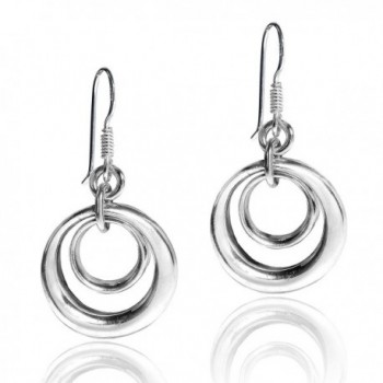 Trendy Open Concentric Circles .925 Sterling Silver Dangle Earrings - CU12831ZF9Z