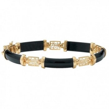 Genuine Black Onyx 14k Gold-Plated Longevity Bracelet 7.25" - CS12CNXEH7F