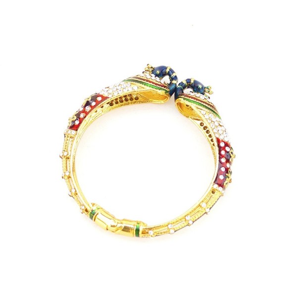 Ethnic Indian Peacock Openable Gold Plated Bangle Bracelet with Cubic Zirconia Valentines Gift For Woman - CQ11ONZ5CL7