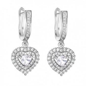 Magical Hearts Love Powers Amulets Silver-Tone Snow White Sparkling Crystals Fashion Lucky Charm Earrings - CZ12N84S9T2