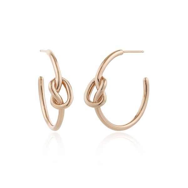 ONCHIC Sterling Silver Hoop Earrings For Women Girls Rose Gold Knot Circle Drop Style Fashion Jewelry - CA180M64N3Q