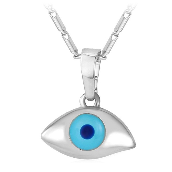 18K Gold Plated Evil Eye Hamsa Blue Pendant Necklace-22" - C112JE0EP1D