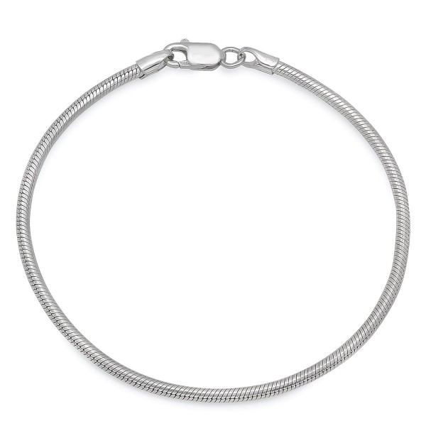 2mm Genuine 925 Sterling Silver Nickel-Free Small Italian Snake Chain Bracelet + Bonus Polishing Cloth - CO11UMN00BL