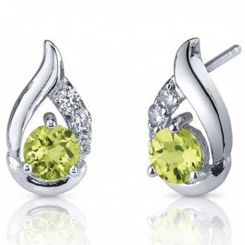 Peridot Earrings Sterling Silver Rhodium Nickel Finish 1.00 Carats CZ Accent - C0116LWINV1