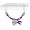 Crohn's Awareness Purple Ribbon Partial Rope Charm Bracelet - CG17YZUXR37