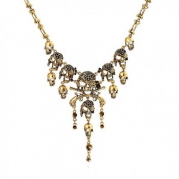 Cos2be Pirate Skeleton Skull Necklace Vintage Statement Necklace - CR12HDH9F5F