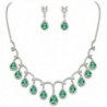 EVER FAITH CZ Birthstone Elegant Tear Drop Dangle Necklace Earrings Set Silver-Tone - Green - CN17YYW24CR