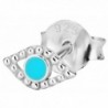 .925 Sterling Silver Evil Eye Teal Cartilage Stud Earring (Sold Individually) - CN11YLFTF3Z