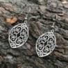 Silver Stainless Filigree Almond Earrings