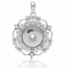 Souarts Silver Tone Color Hollow Out Round Rhinestone Snap Button Pendant For DIY Bracelet - CC1227RYE89