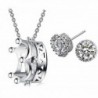 925 Sterling Silver Crown Pendant Necklace Round Stud Earrings Set for Women Teen Girls Gift - CT1207ALTMV