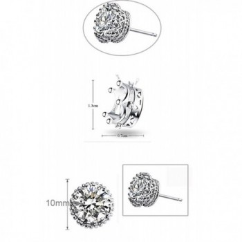 925 Sterling Silver Crown Pendant Necklace Round Stud Earrings Set for Women and Teen Girls Majesto