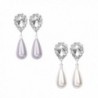 Paxuan Pierced Teardrop Earrings Hypoallergenic - White + Grey - C2185S99MNG