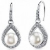 Halo Style 8.5mm Freshwater Cultured Pearl Earrings Sterling Silver - CI11FAWOJCT