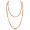 Long Crystal Wrap Necklace Women Beaded Knotted Jewelry 48" Champagne Bling Beads - CB187U55TCN