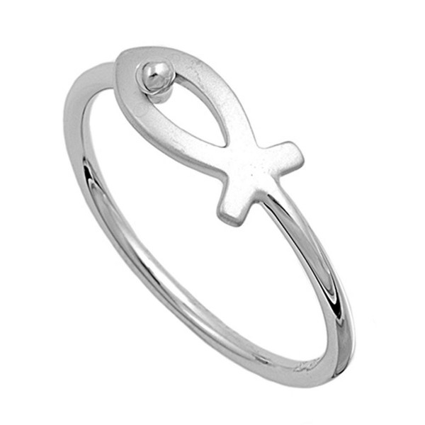 Sterling Silver Women's Thin Christian Fish Ring Unique 925 Band 6mm Sizes 4-10 - CM11GP30DMX