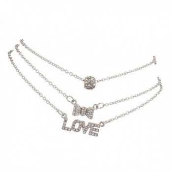 Lux Accessories Pave Crystal LOVE Bow BFF Best Friends Forever Anklet Set (3 PC) - CQ11VUAQ95P