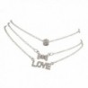 Lux Accessories Pave Crystal LOVE Bow BFF Best Friends Forever Anklet Set (3 PC) - CQ11VUAQ95P