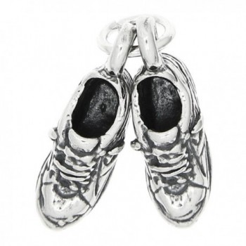 Sterling Silver Oxidized Three Dimensional Tennis Shoes Charm - C8115W0K587