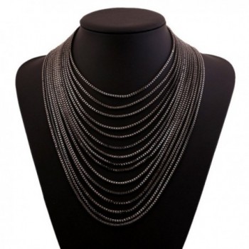Winter.Z Multilayer Tassel jewelry accessories hollow retro fashion sweater chain necklace - Black - CD12BB8HCJD