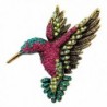 SELOVO Antique Gold Tone Bird Hummingbird Multi Color Austrian Crystal Pin Brooch - CU12MXMSDRJ