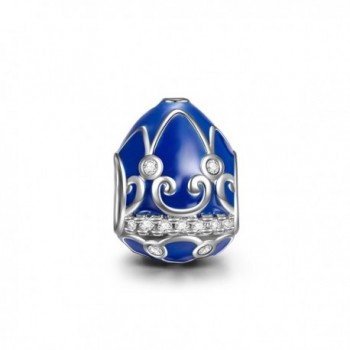 NinaQueen Easter Egg 925 Sterling Silver Bead Charms- Best Easter Day Gifts - CN129J9YQFJ
