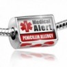 Bead with Hearts Medical Alert Red Penicillin Allergy - Charm Fit All European - CW11EF16K3D