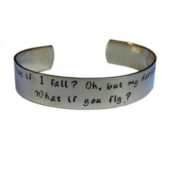 What If I Fall Oh But My Darling What If You Fly | Hand Stamped | Encouragement Cuff Inspirational Jewelr - CT12M73NKBP