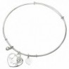 925 Sterling Silver Love in My Heart Cz Crystal Charm Adjustable Cuff Bangle - CG129IMCEIN
