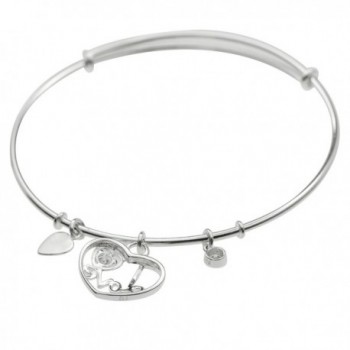 Sterling Silver Crystal Adjustable Bangle