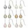 6 Pairs of Sterling Silver 8-8.5mm Dyed Multi-colors Freshwater Cultured Pearl Hoop Earrings - C3123CCPIDX