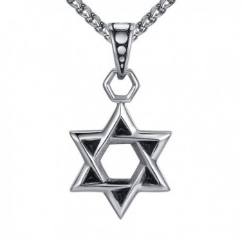 Stainless Steel Star of David Religious Pendant Necklace- 24" Link Chain- aap119 - CL12O8KUNVY